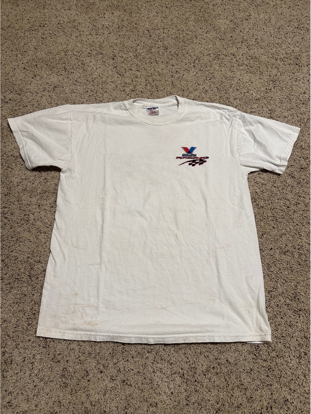 Jerzees Valvoline Racing White Cotton T-Shirt Size Large